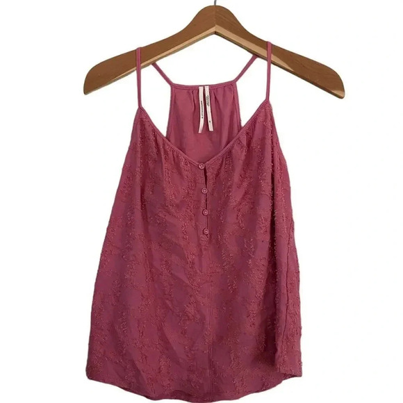Anthropologie Women's Textured Pink Cami Spaghetti Strap Tank Top Size XS - Picture 2 of 6